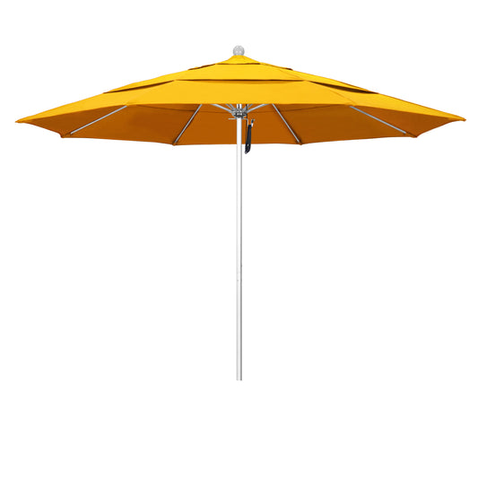 CasaFoyer 11' Commercial Grade Patio Umbrella with Aluminum Frame, Fiberglass Ribs, and Pulley Lift System - 3-Year Warranty, Sunbrella Fabric - Yellow