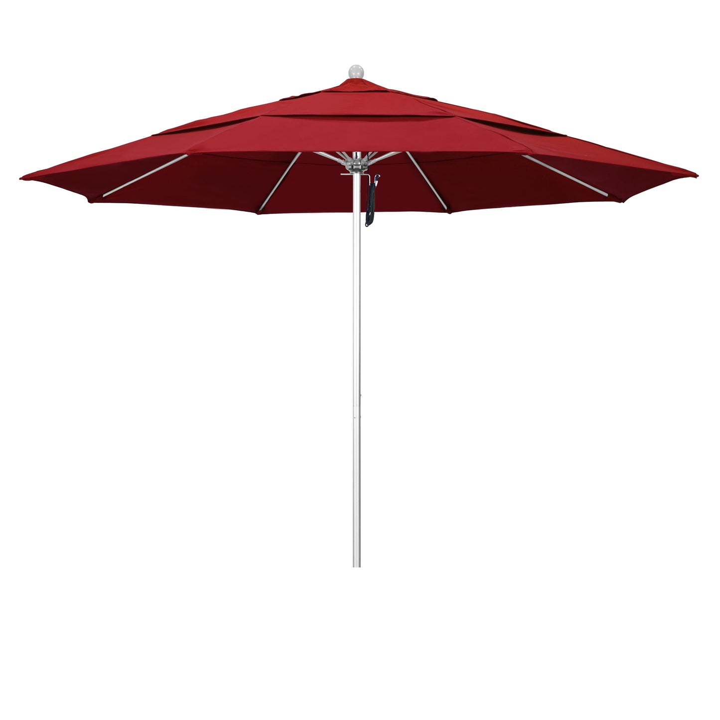 CasaFoyer 11' Commercial Grade Patio Umbrella with Sturdy Aluminum Frame, Fiberglass Ribs, and Pulley Lift System - 3-Year Warranty, Red Fabric