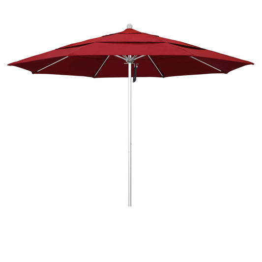 CasaFoyer 11' Commercial Grade Patio Umbrella with Sturdy Aluminum Frame, Fiberglass Ribs, and Pulley Lift System - 3-Year Warranty, Red Fabric