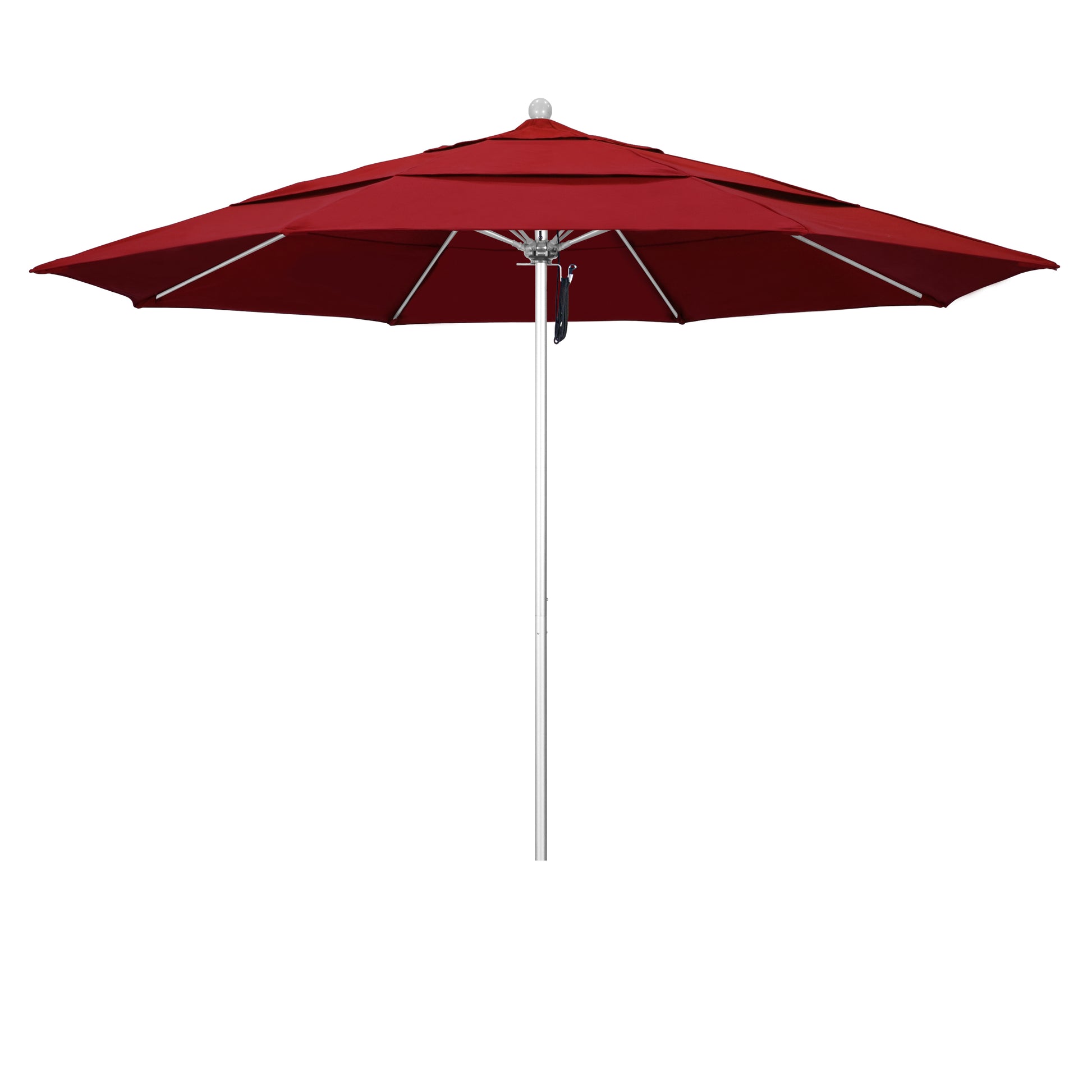 CasaFoyer 11' Commercial Grade Umbrella with Sturdy Aluminum Frame, Fiberglass Ribs, and Efficient Pulley Lift System - 3-Year Warranty, Pacifica Red Fabric