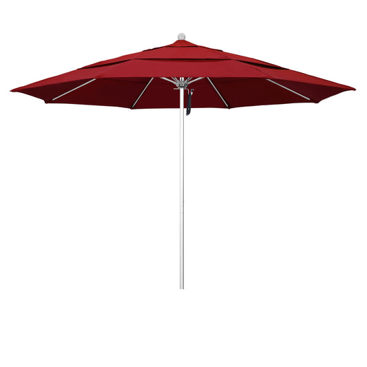 CasaFoyer 11' Commercial Grade Umbrella with Sturdy Aluminum Frame, Fiberglass Ribs, and Efficient Pulley Lift System - 3-Year Warranty, Pacifica Red Fabric
