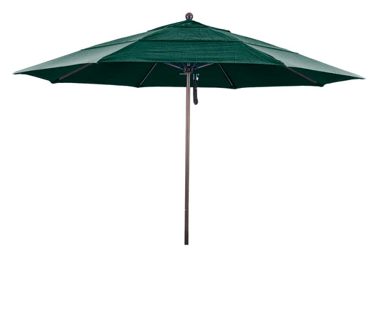 CasaFoyer 11' Commercial-Grade Patio Umbrella | Sturdy Aluminum Frame | Fiberglass Ribs | Pulley Lift System | 3-Year Warranty | Hunter Green Fabric