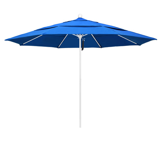 CasaFoyer 11' Commercial Grade Patio Umbrella - Sturdy Aluminum Frame, Fiberglass Ribs, Pulley Lift - 3-Year Warranty - Royal Blue Fabric