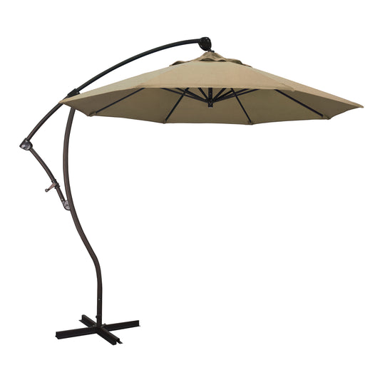 CasaFoyer California Umbrella BA 908 9ft Cantilever Umbrella - 360 Rotation, Tilt, Crank Lift - Sturdy Aluminum Pole - Sunbrella Fabric - Heather Beige