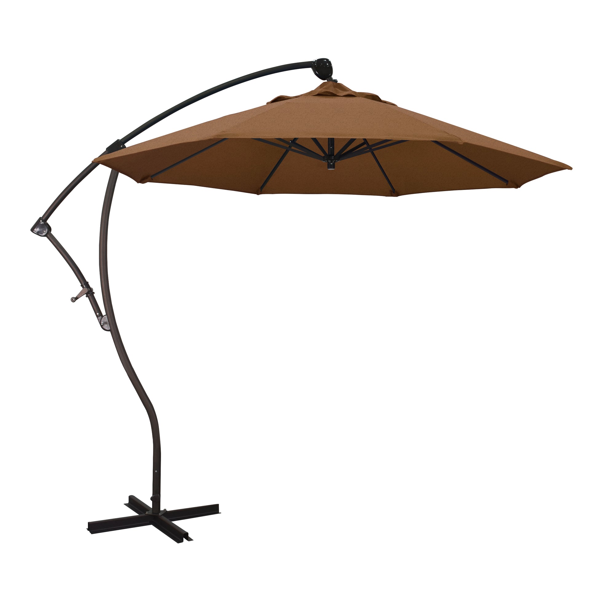 CasaFoyer California Umbrella BA 908 9ft Cantilever Umbrella - 360 Rotation, Tilt, Crank Lift - Sturdy Aluminum Pole - Sunbrella 1A Teak Fabric