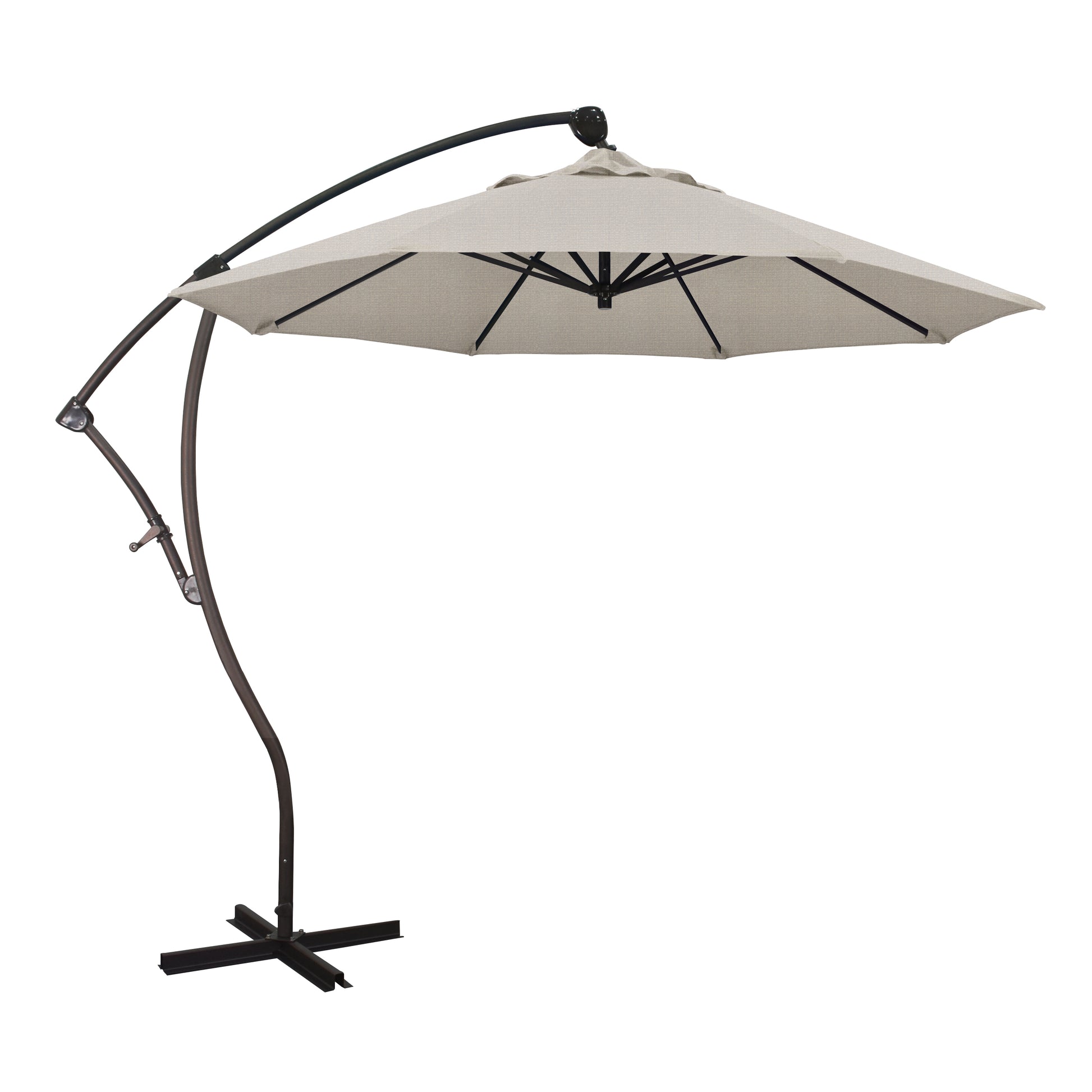 CasaFoyer California Umbrella BA 908 9ft Cantilever Umbrella - 360 Rotation, Tilt, Crank Lift - Sturdy Aluminum Pole - Maximum Shade Coverage - Granite Fabric