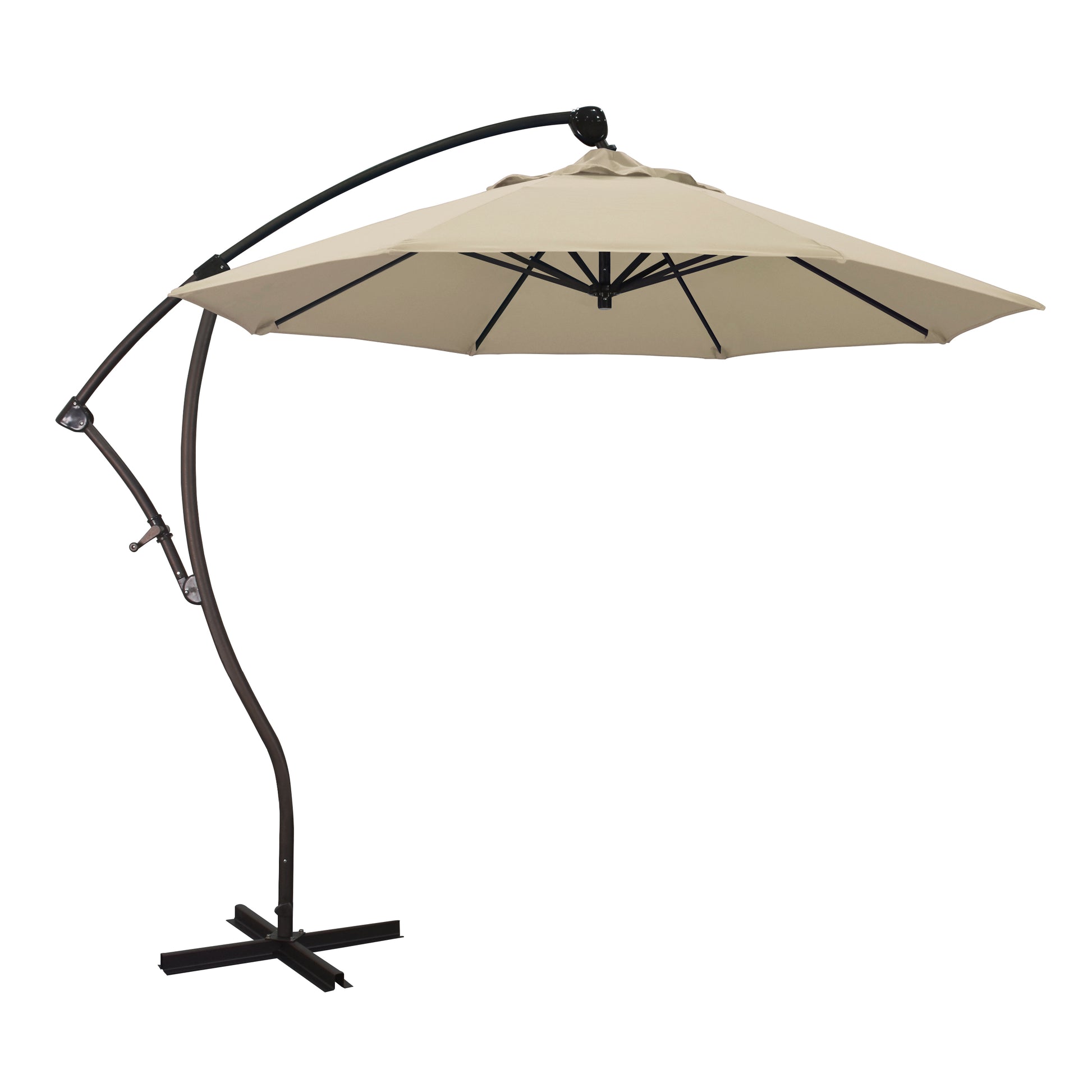 CasaFoyer California Umbrella BA 908 9ft Cantilever Umbrella - 360 Rotation, Tilt, Crank Lift - Sturdy Aluminum Pole - Pacifica Beige Fabric