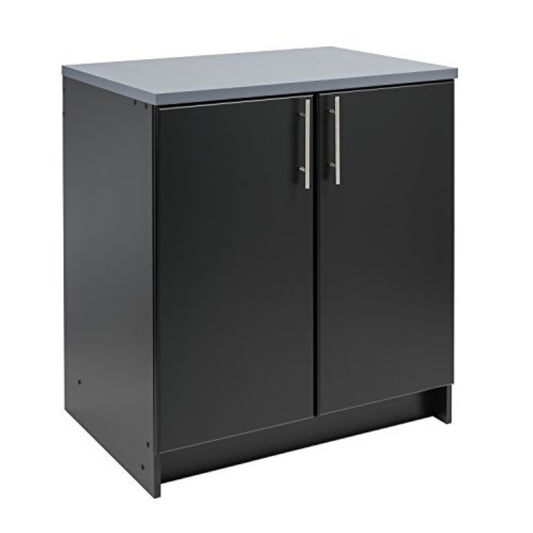 CasaFoyer Elite 32" Base Cabinet - Sleek Black Finish, Sturdy 1" Grey Melamine Countertop, Adjustable Shelf, Ideal for Laundry Room, Workshop, Garage.