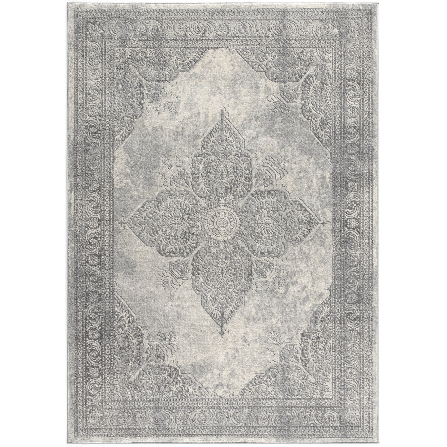CasaFoyer Havana Distressed Area Rug - Soft & Durable Polypropylene Fibers, Stain & Mold Resistant, 5x8 ft, Grey Design, Suitable for High Traffic Areas