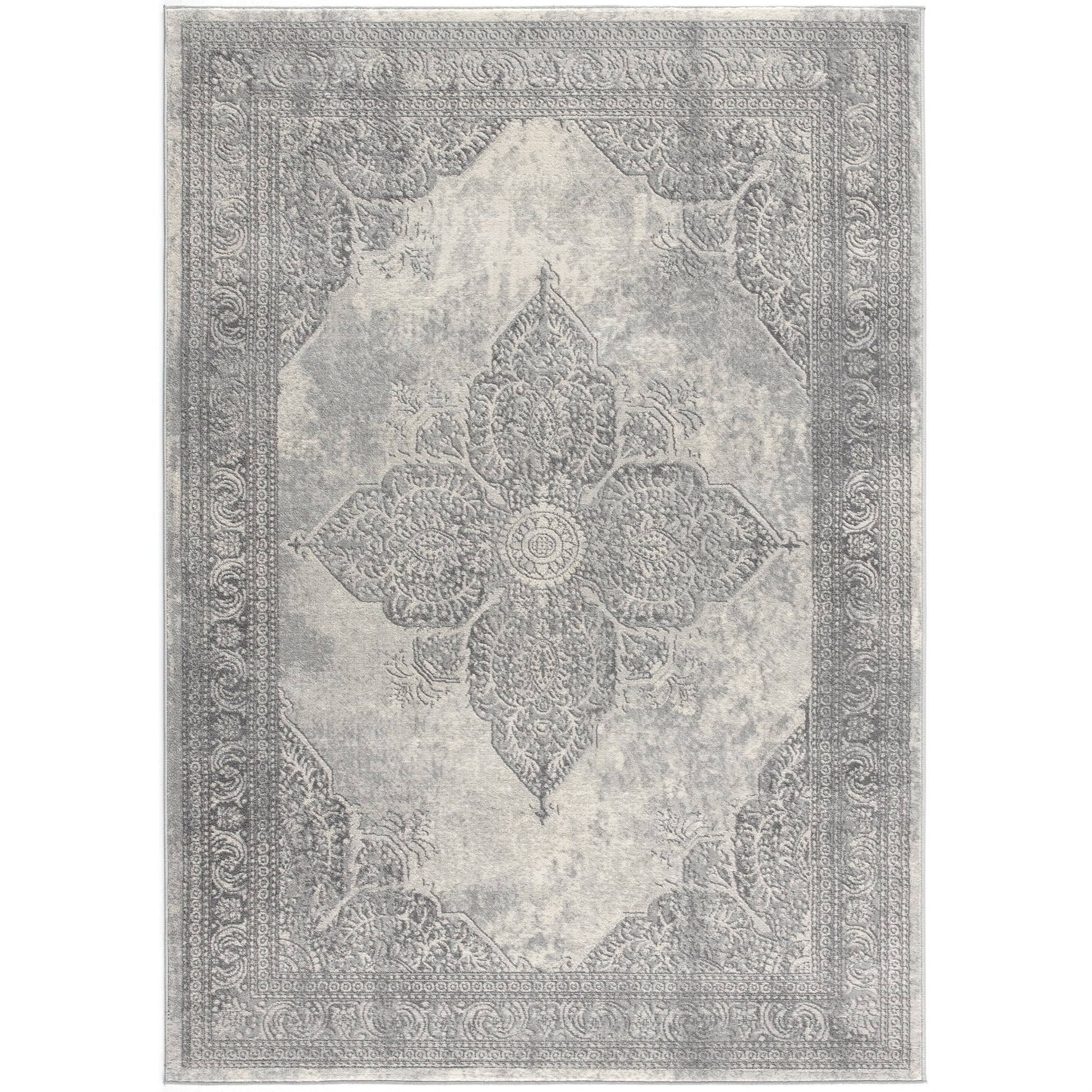 CasaFoyer Havana Distressed Area Rug - Soft & Durable Polypropylene Fibers, Stain & Mold Resistant, 5x8 ft, Grey Design, Suitable for High Traffic Areas
