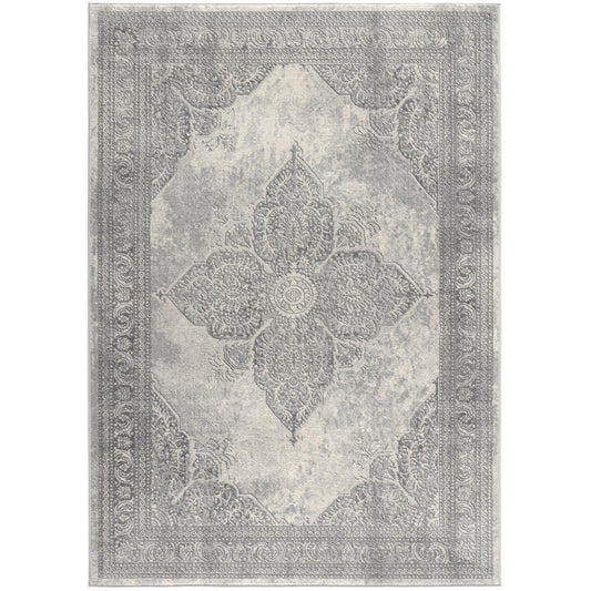 CasaFoyer Havana Distressed Area Rug - Soft & Durable Polypropylene Fibers, Stain & Mold Resistant, 5x8 ft, Grey Design, Suitable for High Traffic Areas