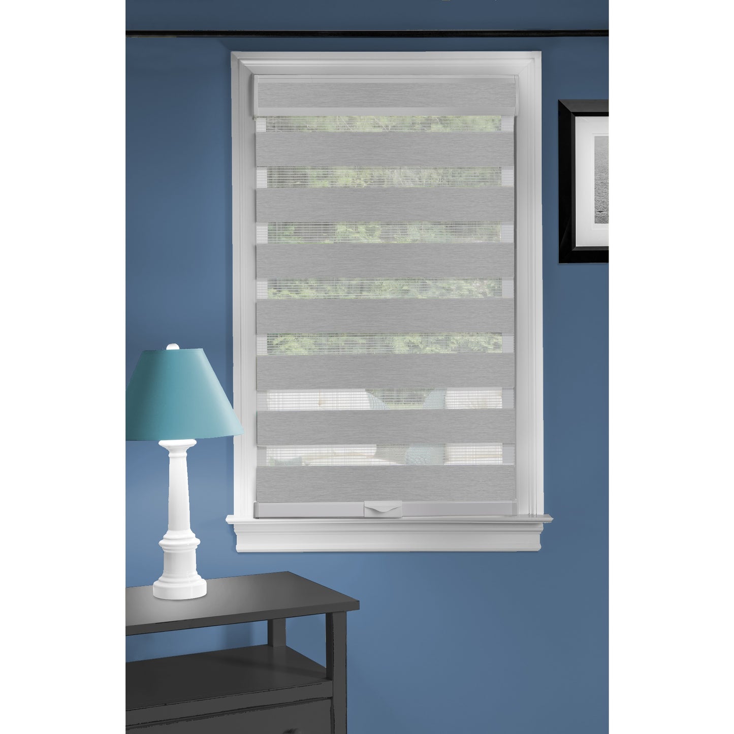 CasaFoyer Celestial Cordless Window Shade - Modern Double-Layered Sheer Design - Adjustable Light Filtration - Privacy Control - Sophisticated & Classy - Perfect for Any Room - 32x72 Grey