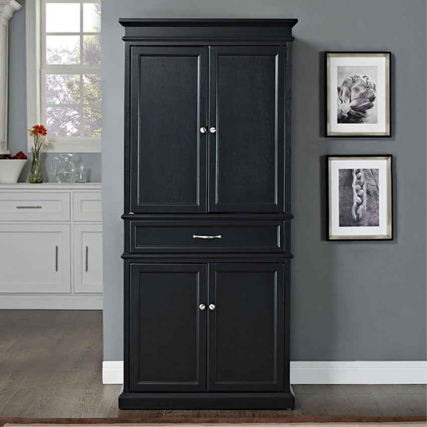 CasaFoyer Versatile and Stylish Parsons Pantry with Ample Storage Space and Adjustable Shelves - Durable Hardwoods - Ideal for Kitchen - Black