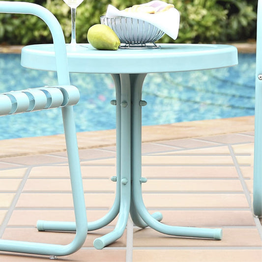 CasaFoyer Durable Steel Outdoor Furniture Set with Retro Charm - Caribbean Blue Side Table for Ultimate Relaxation.