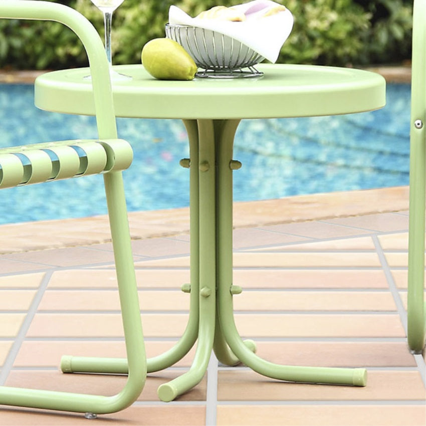 CasaFoyer Durable Steel Outdoor Side Table for Ultimate Relaxation - Nostalgic Design, Weather Resistant - Perfect for Outdoor Unwinding - Oasis Green