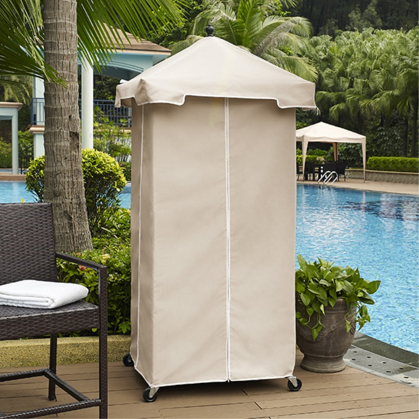 CasaFoyer Towel Valet - Poolside Storage with Hamper and Casters, Sand Color Cover