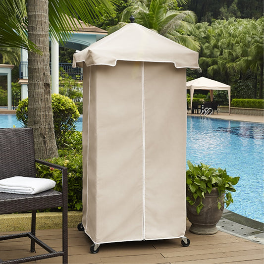 CasaFoyer Towel Valet - Poolside Storage with Hamper and Casters, Sand Color Cover