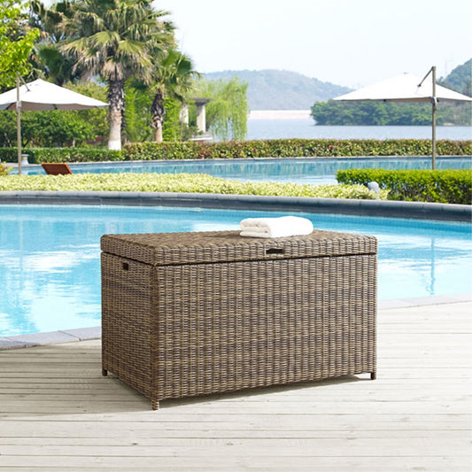 CasaFoyer Outdoor Wicker Storage Bin - Durable Steel Frame, UV Resistant Resin, Plastic Lid Deck - Keep Your Entertaining Area Neat and Organized