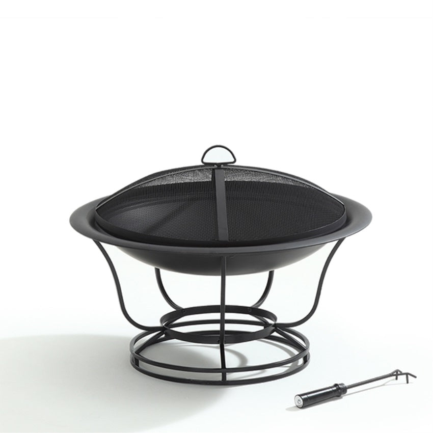 CasaFoyer Tranquil Oasis Outdoor Fire Pit - 30" Fire Bowl, All-Steel Construction, Spark Guard Screen, Steel Fire Poker, Stable Base