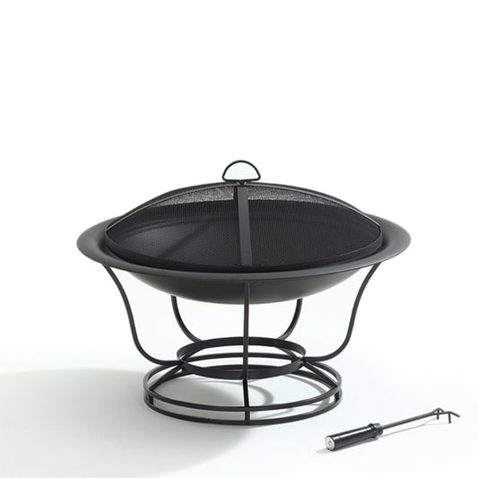 CasaFoyer Tranquil Oasis Outdoor Fire Pit - 30" Fire Bowl, All-Steel Construction, Spark Guard Screen, Steel Fire Poker, Stable Base