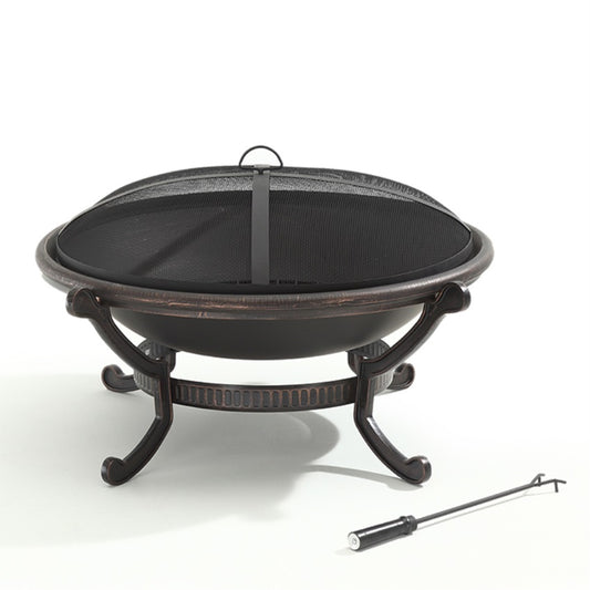 CasaFoyer 35" Fire Pit - Cozy Ambiance, Cast Iron Copper Finish, Spark Guard Screen, Steel Fire Poker - Perfect for Outdoor Spaces