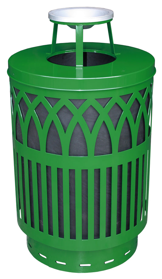 CasaFoyer COV40P-AT-GN-VV Covington Can - Modern Laser Cut Style, Durable Galvanneal Steel, Lift-Off Lid, Suitable for Various Environments