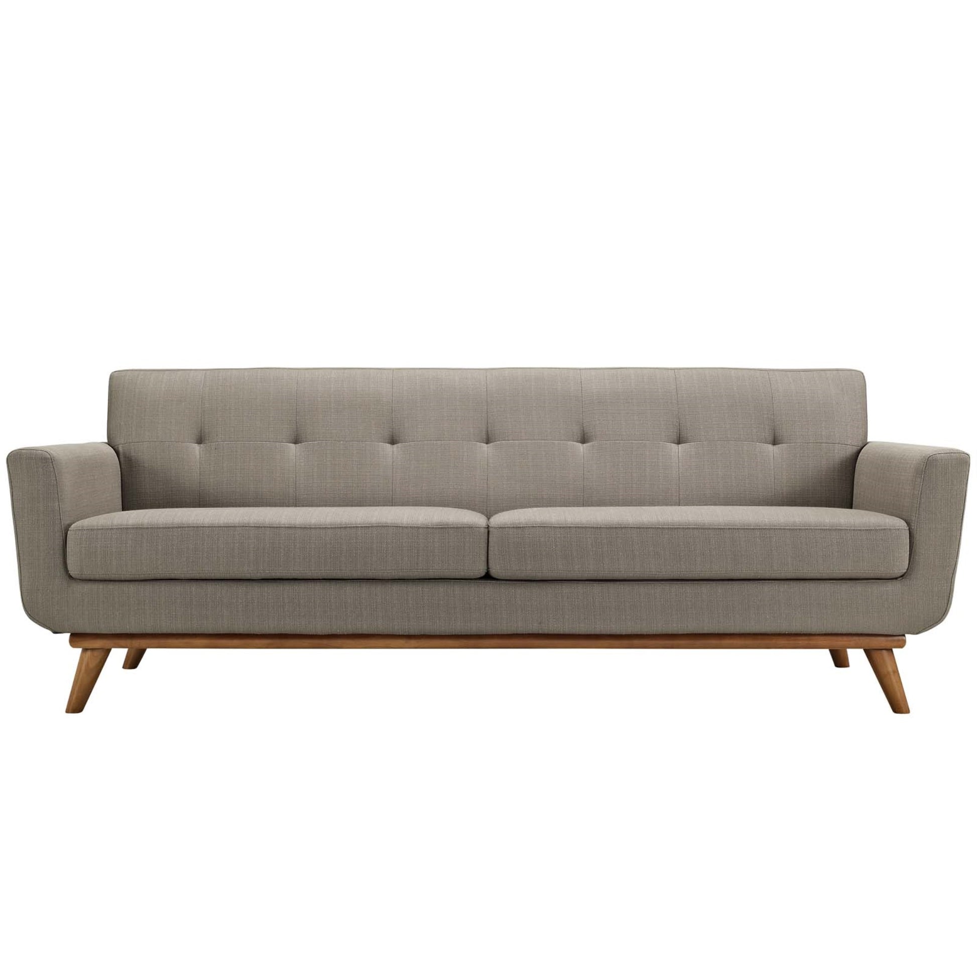 Ergode Engage Sofa - Gently Curved, Dual Cushions, Tufted Buttons, Sturdy Cherry Legs - Perfect for Lounging, Relaxing, and Entertaining