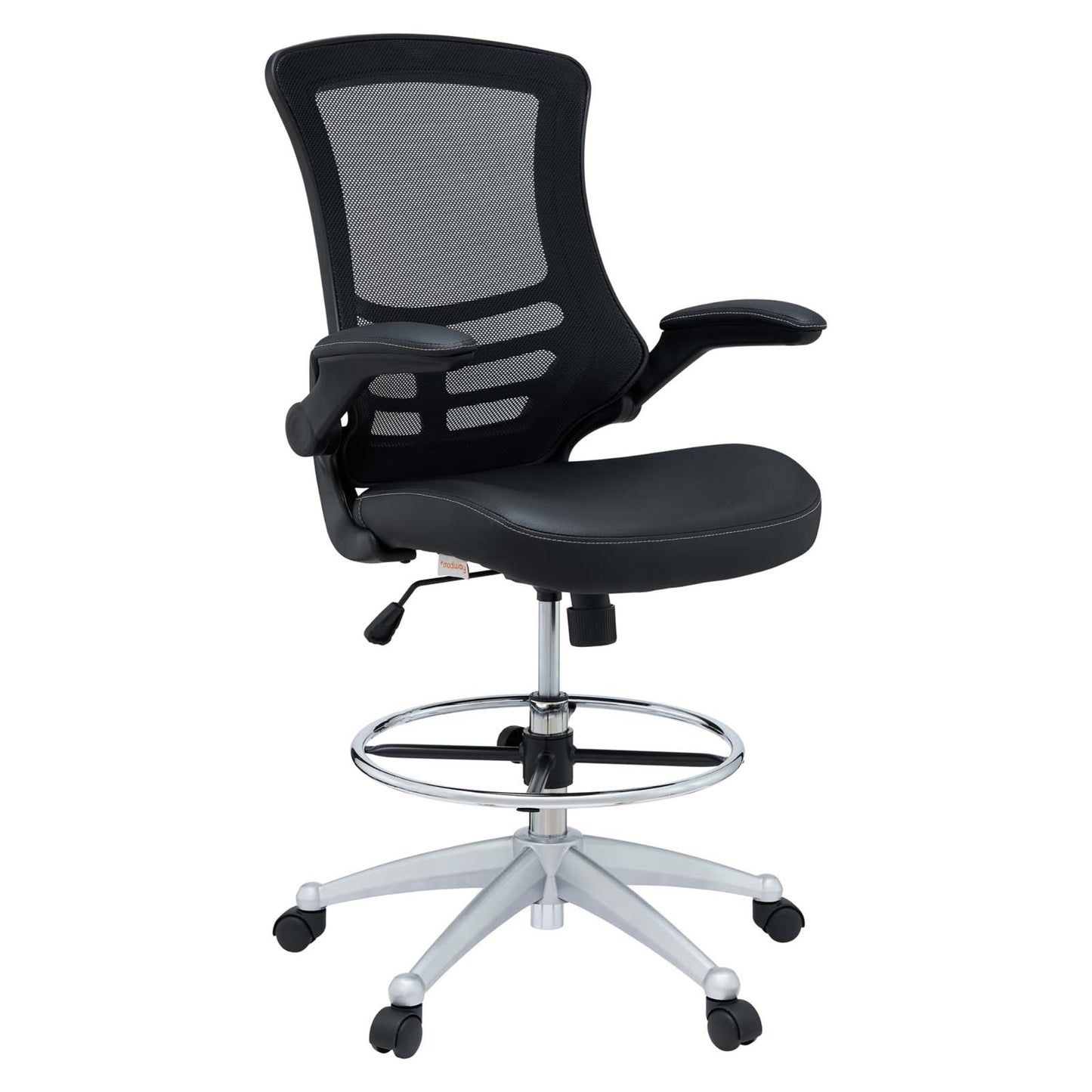 CasaFoyer Attainment Drafting Stool - Comfortable Mesh Back, Padded Seat, Flip-Up Arms, Foot Ring, Tilt Control - Ideal for School, Work, and Home