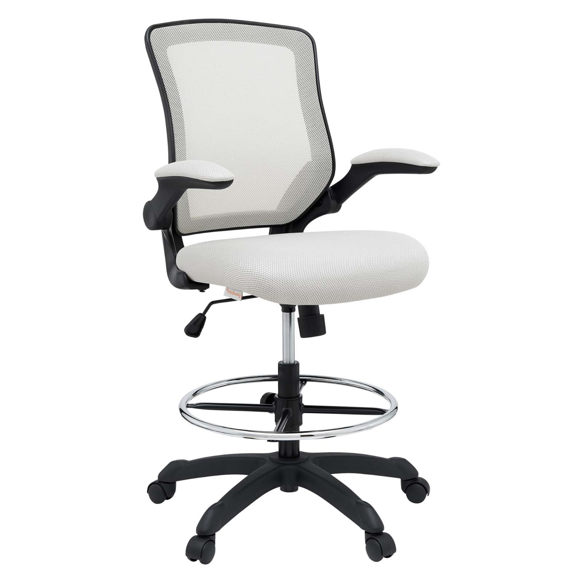 CasaFoyer Veer Drafting Stool - Comfortable Mesh Back, Adjustable Arms & Height, Easy Glide, Ideal for School, Work, or Home - Gray