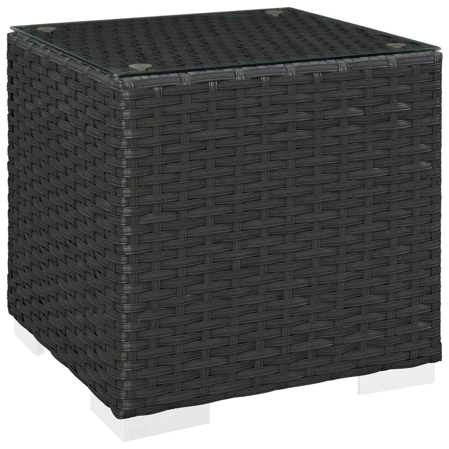CasaFoyer Sojourn Outdoor Patio Side End Table - Synthetic Rattan Weave, UV Protection, Powder-Coated Aluminum Frame - Perfect for Patio, Backyard, Pool - Includes 1 Table