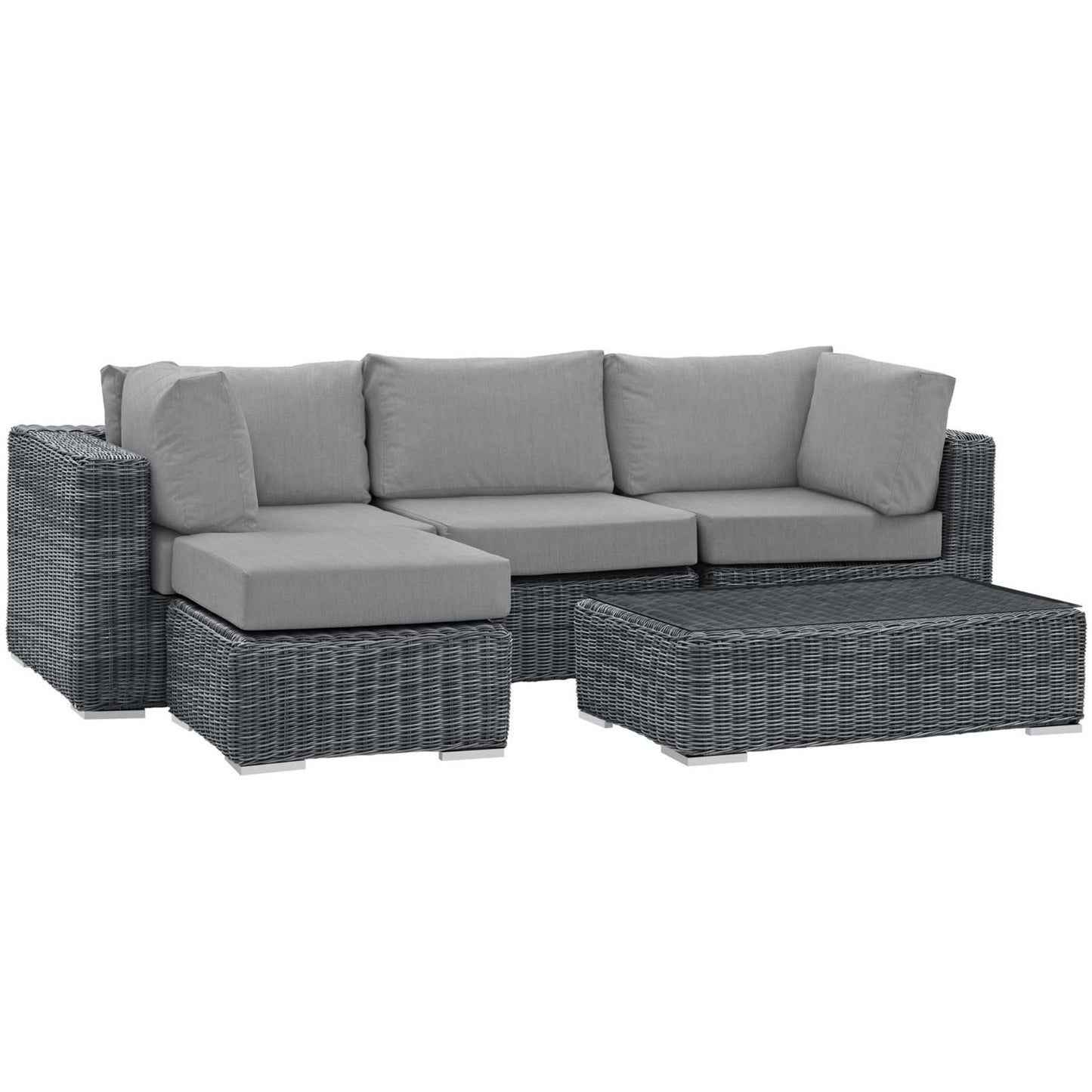 CasaFoyer Summon Outdoor Patio Sectional Sofa Set - Comfortable, Durable, and Stylish - Includes Armless Chair, Coffee Table, Ottoman, and Corner Pieces - Perfect for Patio, Backyard, or Poolside Gathering