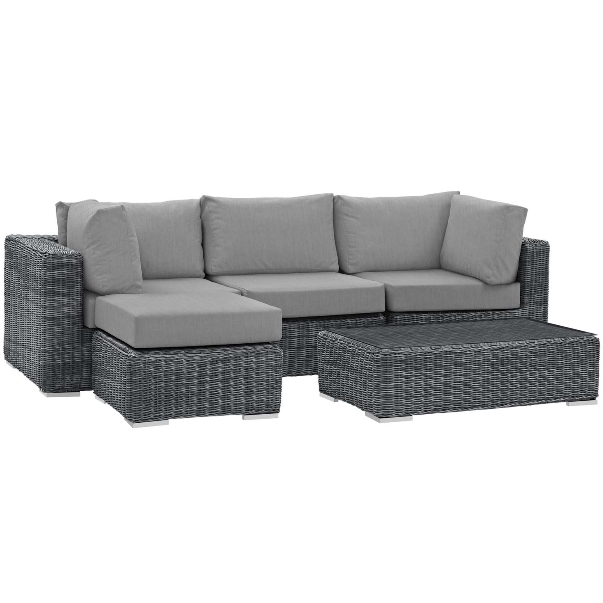 CasaFoyer Summon Outdoor Patio Sectional Sofa Set - Comfortable, Durable, and Stylish - Includes Armless Chair, Coffee Table, Ottoman, and Corner Pieces - Perfect for Patio, Backyard, or Poolside Gathering