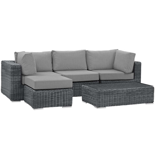 CasaFoyer Summon Outdoor Patio Sectional Sofa Set - Comfortable, Durable, and Stylish - Includes Armless Chair, Coffee Table, Ottoman, and Corner Pieces - Perfect for Patio, Backyard, or Poolside Gathering