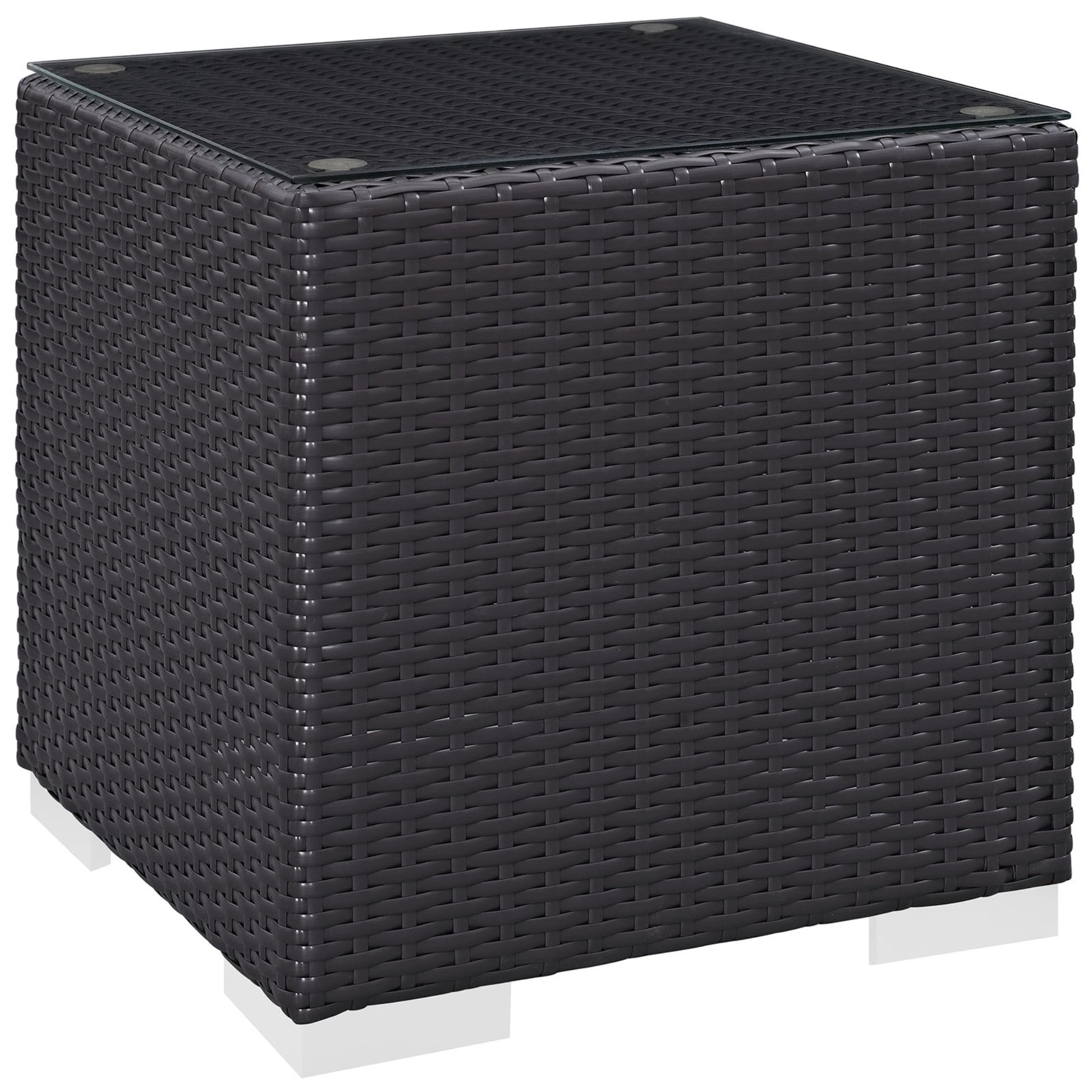 CasaFoyer Convene Outdoor Sectional Series: Durable Rattan Weave, Powder-Coated Aluminum Frame. Includes Convene Side Table for Versatile Outdoor Gatherings.