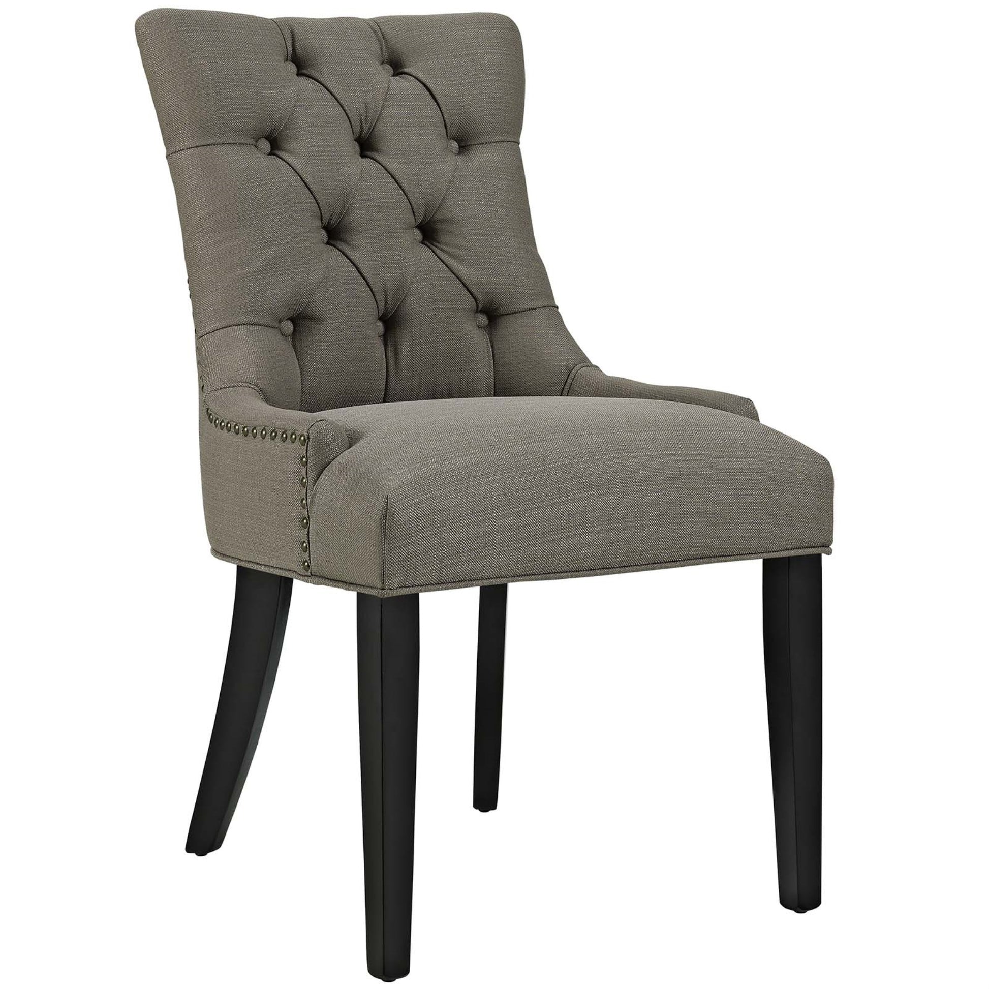 Ergode Regent Tufted Button Upholstered Fabric Parsons Dining Chair - Elegant and Comfortable with Nailhead Trim and Non-Marking Foot Caps - Granite