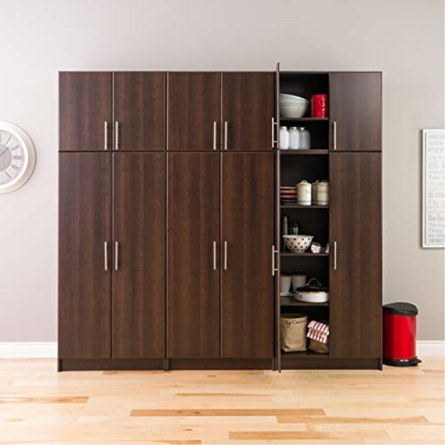 CasaFoyer Elite Collection Espresso 96" Storage Set D - 6 pc | Laminated Wood Cabinets with Metal Handles | Adjustable Hinges | MDF Doors | Stylish & Practical