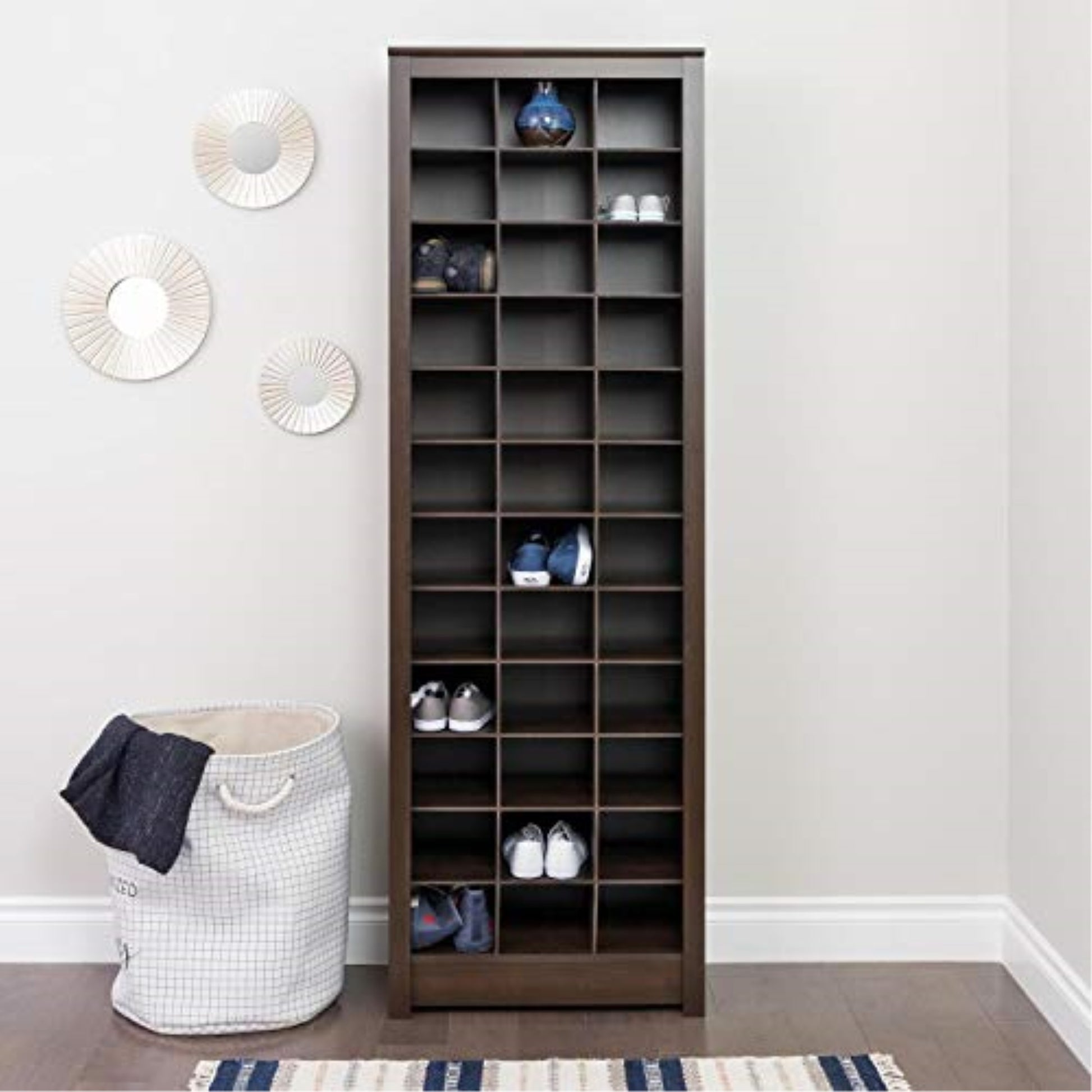 CasaFoyer Space-Saving Shoe Storage Cabinet - 36 Pair, Espresso - Organize and Store Shoes, Hats, Scarves, and More - Versatile and Affordable