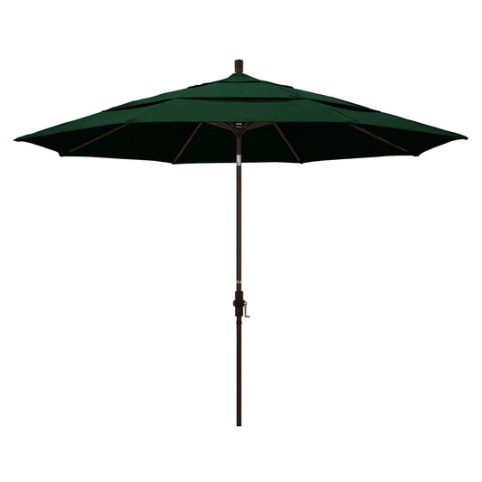 CasaFoyer 11' California Umbrella - Residential Market Style, Collar Tilt Design, Durable Aluminum Frame - Hunter Green Fabric