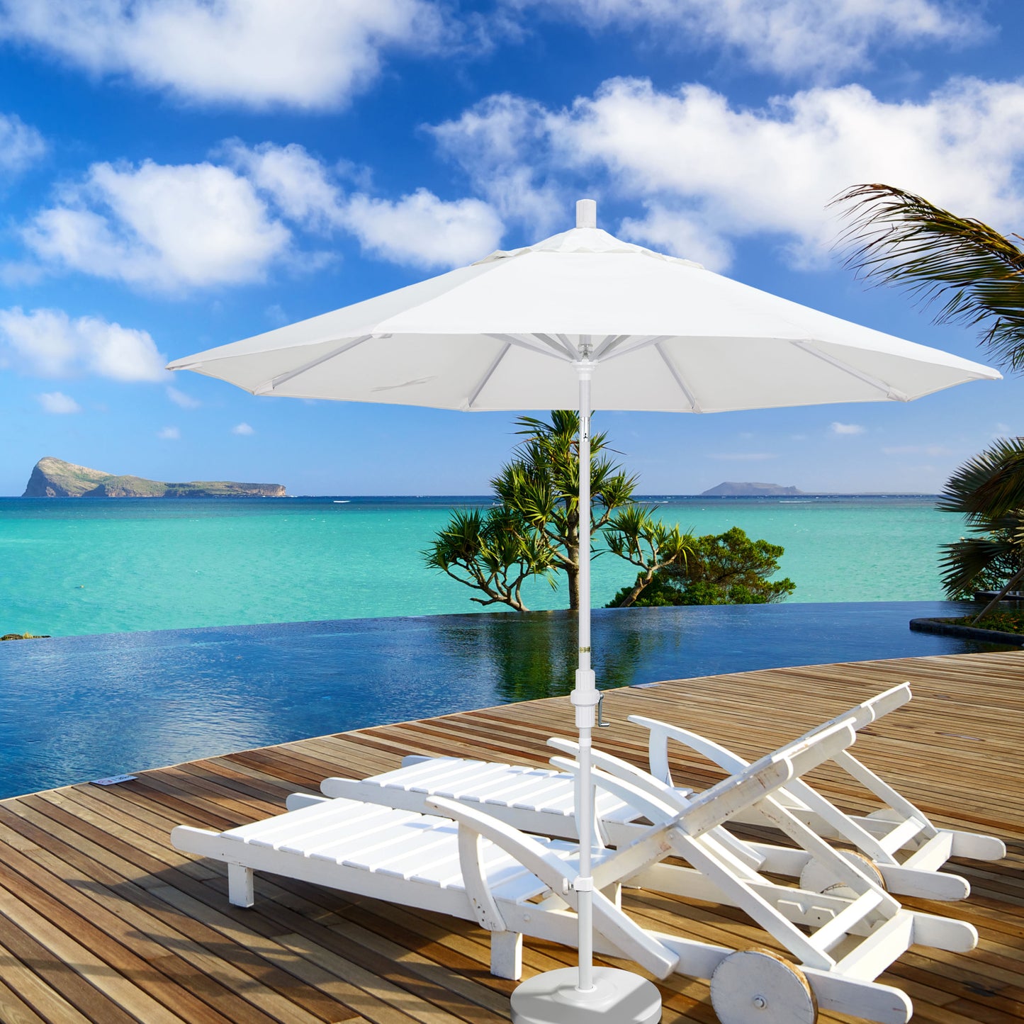 CasaFoyer California Umbrella 9' Market Umbrella - Durable Aluminum Frame, Collar Tilt Design, User-Friendly Crank Lift - Enjoyable Shade for Years