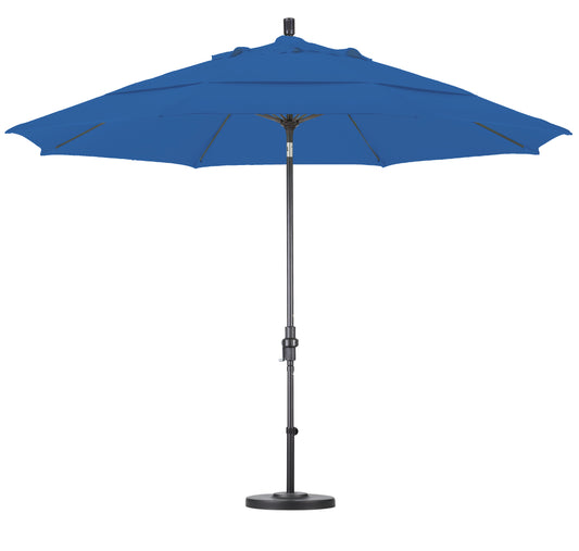 CasaFoyer 11' Extra-Large California Market Umbrella | Aluminum Pole | Fiberglass Ribs | Collar Tilt | Wind Resistant | Pacific Blue Fabric