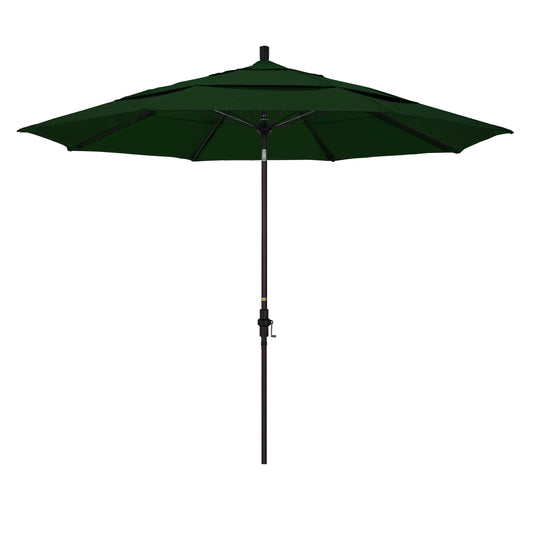CasaFoyer 11' California Market Umbrella - Extra Large, Commercial-Grade Design, Aluminum Pole, Fiberglass Ribs, Collar Tilt, Wind Resistant, Pacifica Hunter Green Fabric