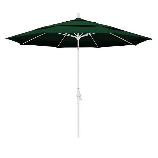 CasaFoyer 11ft California Market Umbrella - Aluminum Pole, Fiberglass Ribs, Collar Tilt, Crank Lift - Sunbrella 1A Forest Green Fabric