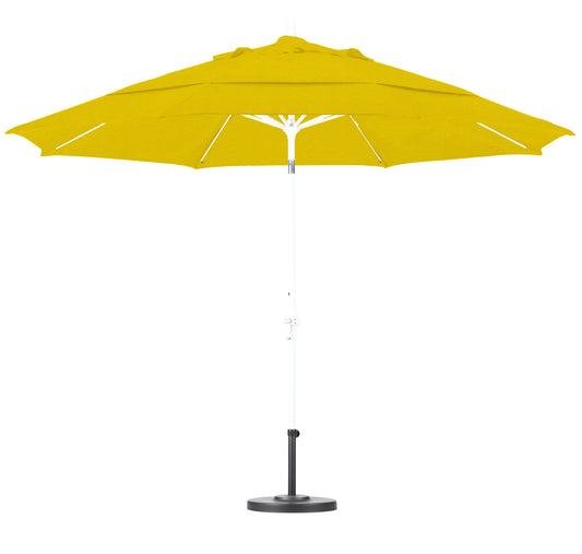 CasaFoyer 11' California Market Umbrella - Commercial Grade Design, Fiberglass Ribs, Collar Tilt, Crank Lift - Sunbrella Fabric - White Aluminum Pole