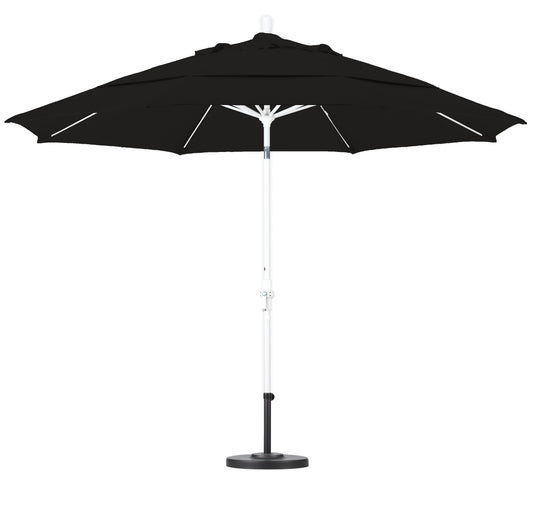 CasaFoyer 11' California Market Umbrella - Extra Large, Commercial-Grade Design, Aluminum Pole, Fiberglass Ribs, Collar Tilt, Crank Lift, Pacifica Black Fabric