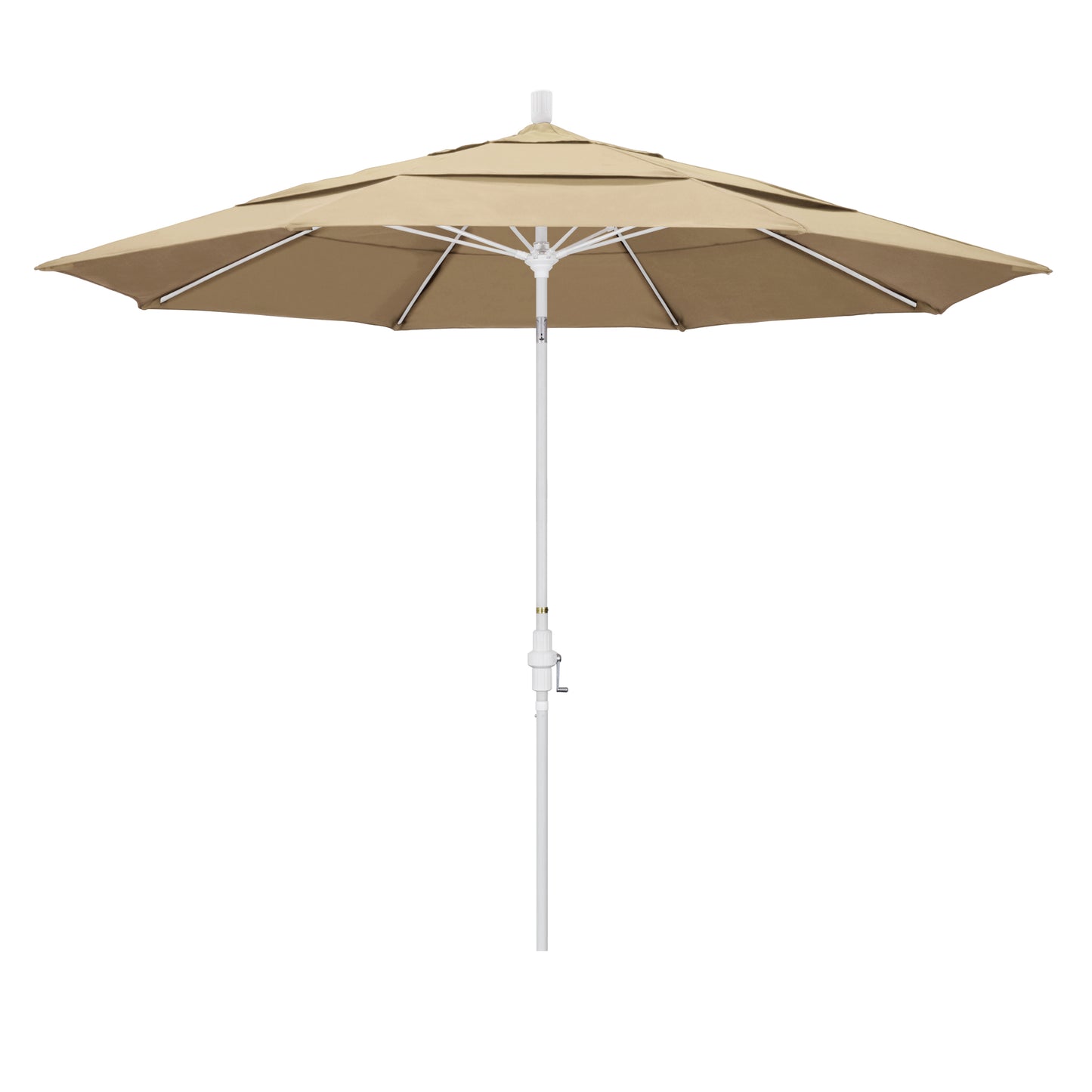 CasaFoyer 11' Extra-Large California Market Umbrella | Premium Fiberglass Ribs | Collar Tilt | User-Friendly Crank Lift | Wind Resistant | Pacifica Beige Fabric