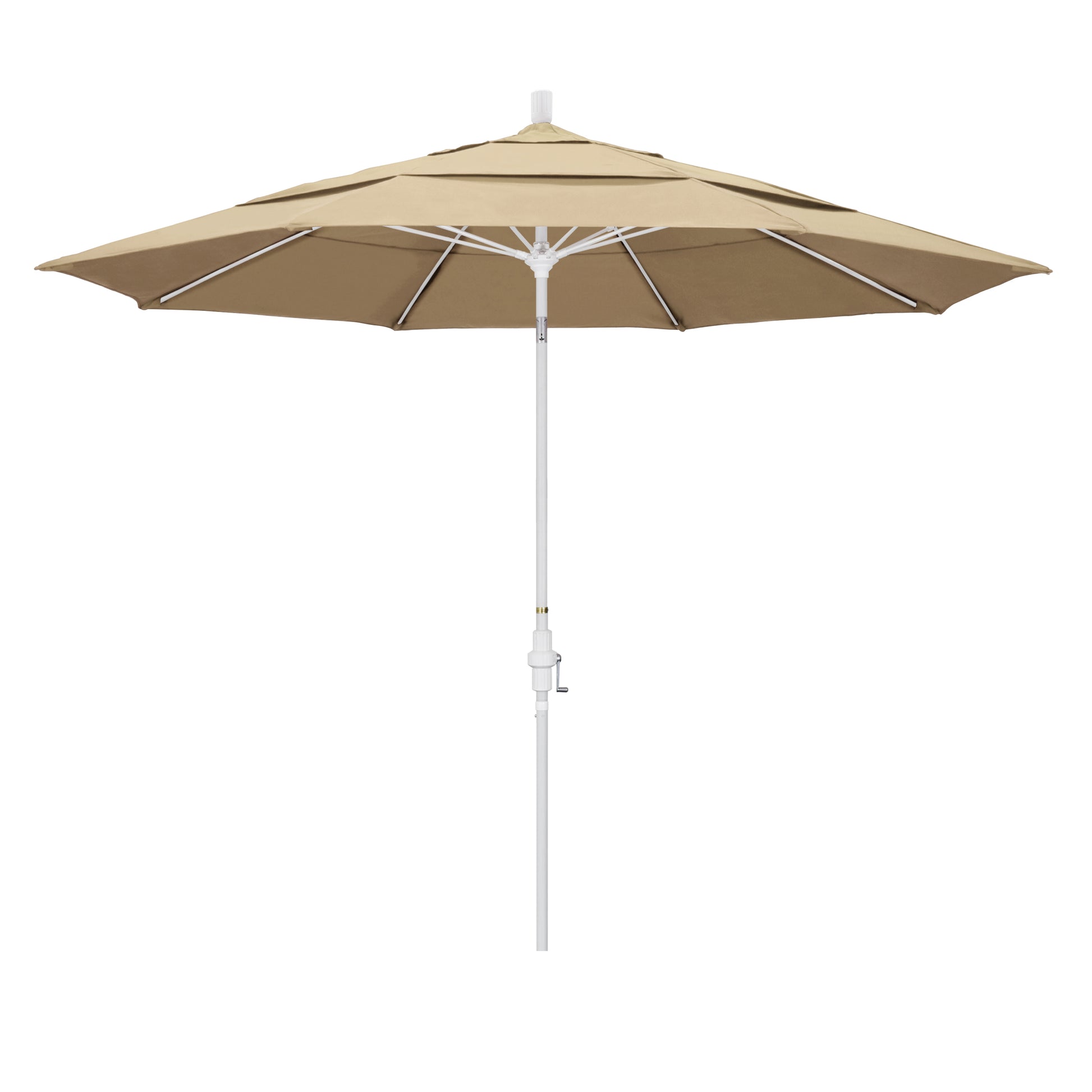 CasaFoyer 11' Extra-Large California Market Umbrella | Premium Fiberglass Ribs | Collar Tilt | User-Friendly Crank Lift | Wind Resistant | Pacifica Beige Fabric