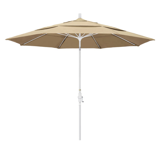 CasaFoyer 11' Extra-Large California Market Umbrella | Premium Fiberglass Ribs | Collar Tilt | User-Friendly Crank Lift | Wind Resistant | Pacifica Beige Fabric