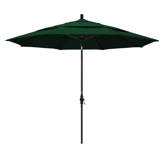 CasaFoyer 11' Extra-Large California Market Umbrella | Commercial-Grade Design | Aluminum Pole | Fiberglass Ribs | Collar Tilt | Wind Resistant | Forest Green Fabric