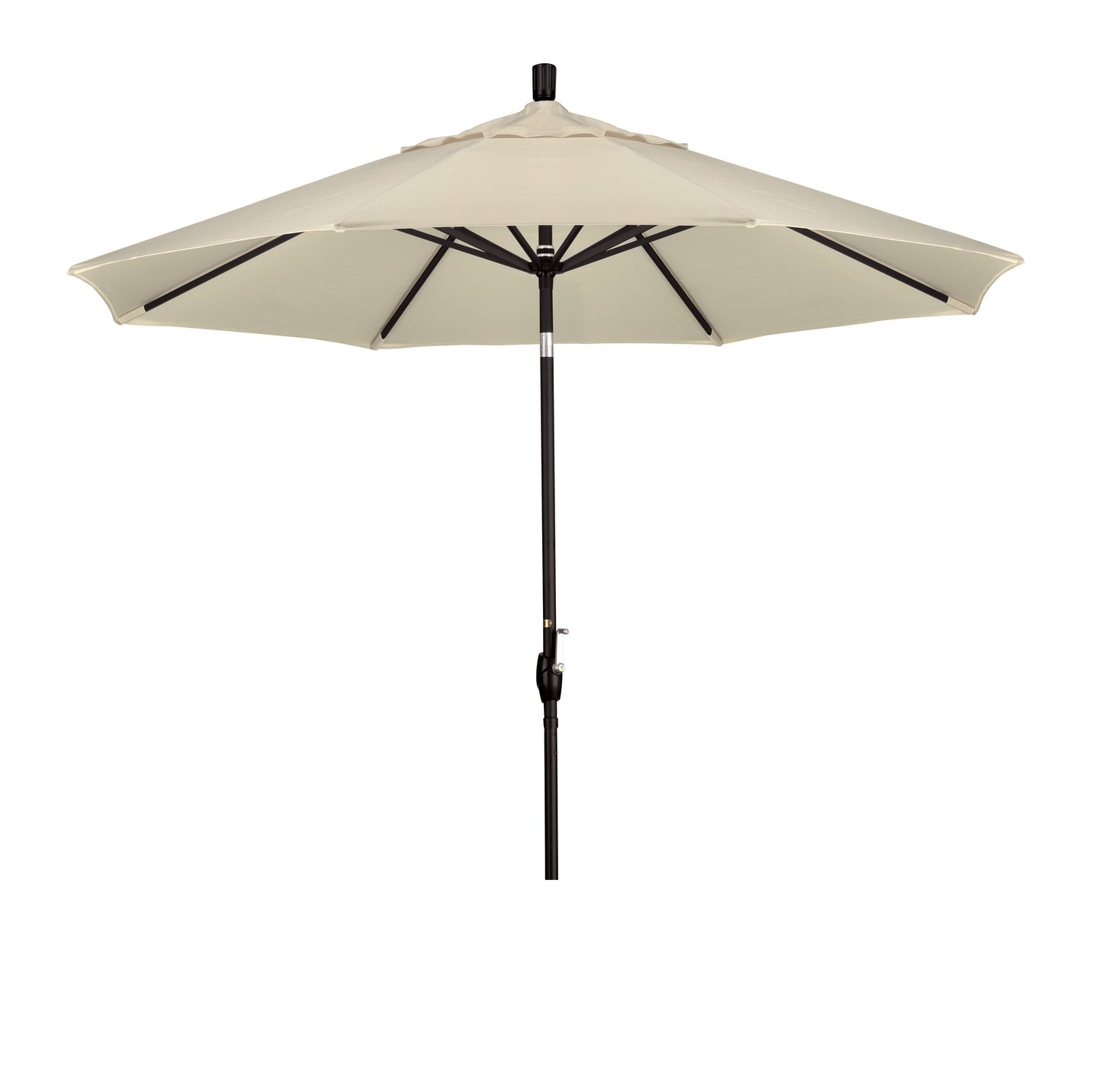 CasaFoyer 9' Elegant Solid-Colored Patio Umbrella with Aluminum Ribs, Crank Lift, and Push-Button Tilt - Ample Shade and UV Protection