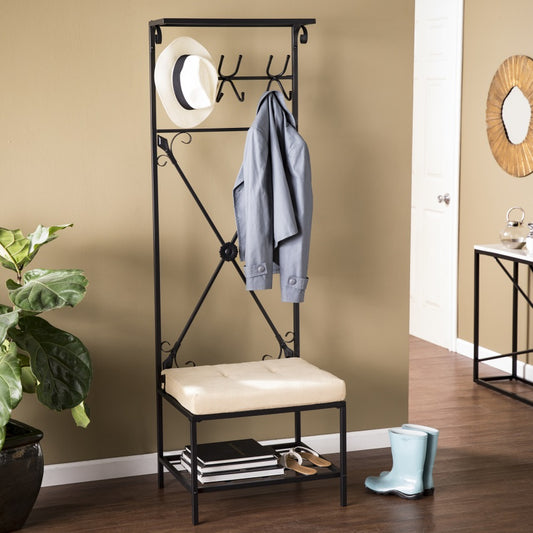 CasaFoyer Entryway Storage Bench with Umbrella and Coat Hooks - Space-Saving Hall Tree with Shoe Storage and Hat Organizer - Stylish and Functional Solution for Your Front Hall or Mudroom